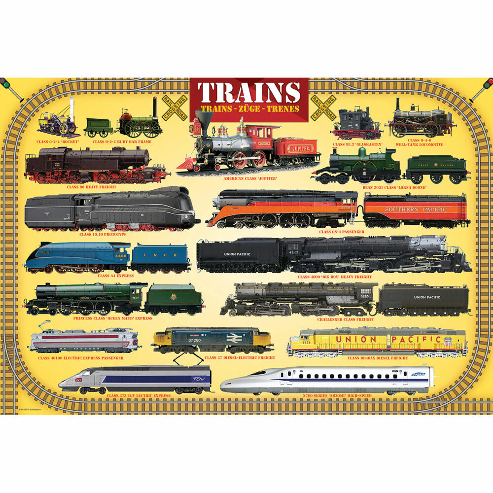 Eurographics Puzzle Züge, Kinderpuzzle, 100 Teile, 48 x 33 cm, 6100-0090