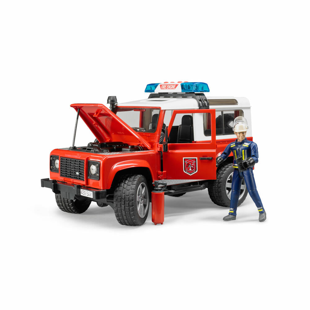 Bruder Emergency Vehicles Land Rover Defender Station Wagon Fire Department, with Fireman, Model Vehicle, Model Vehicle, Toy, 02596