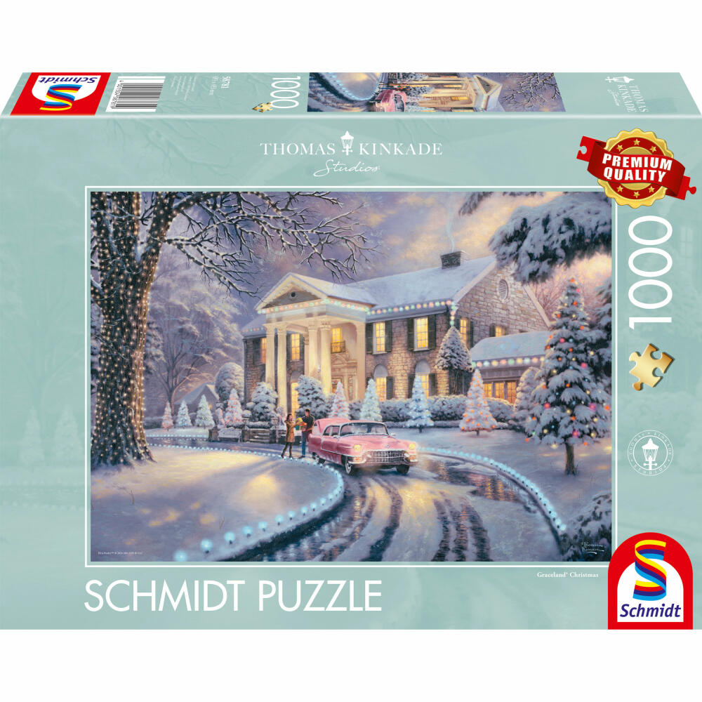 Schmidt Spiele Puzzle Graceland Christmas, Erwachsenenpuzzle, Thomas Kinkade, 1000 Teile, 58781