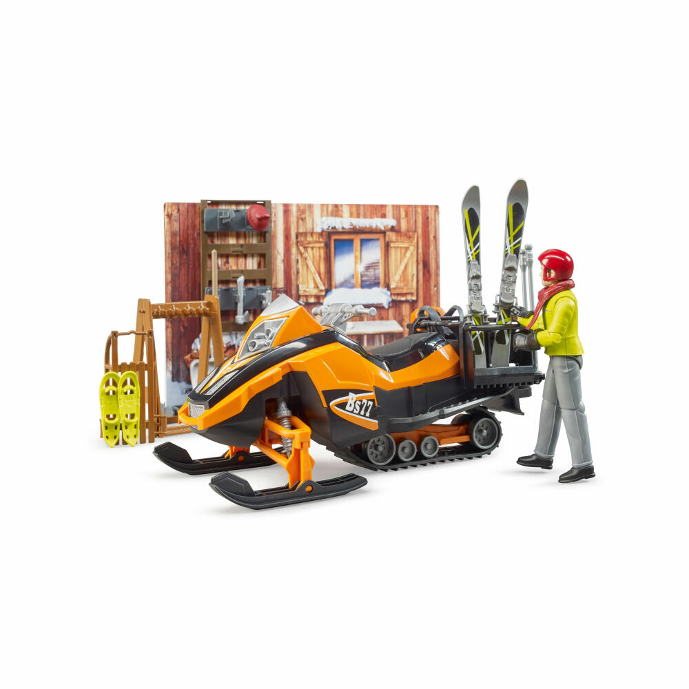 Bruder bworld Berghütte, mit Snowmobil, Spielfigur, Spiel Figur, Zubehör, Spielzeug, 63102