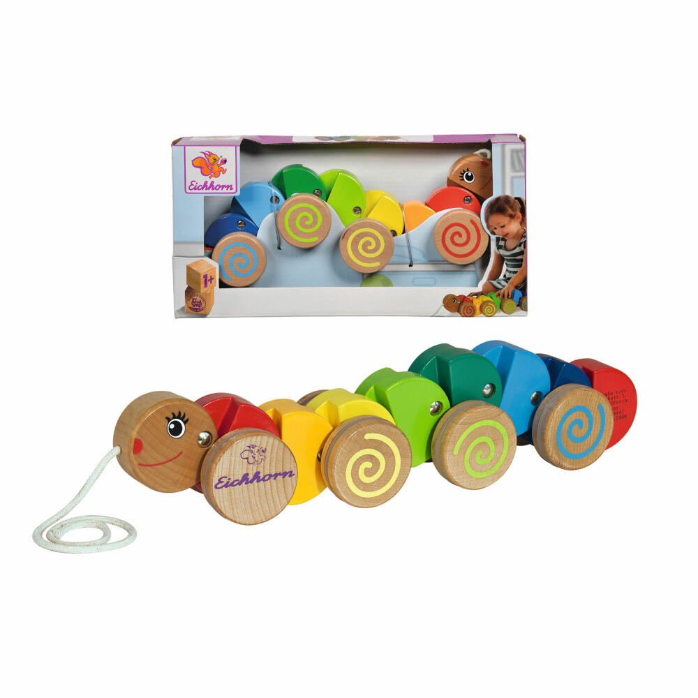 Eichhorn pull-along animal caterpillar, pull-along toy, wooden toy, wooden toy, pull-along caterpillar, 100003447