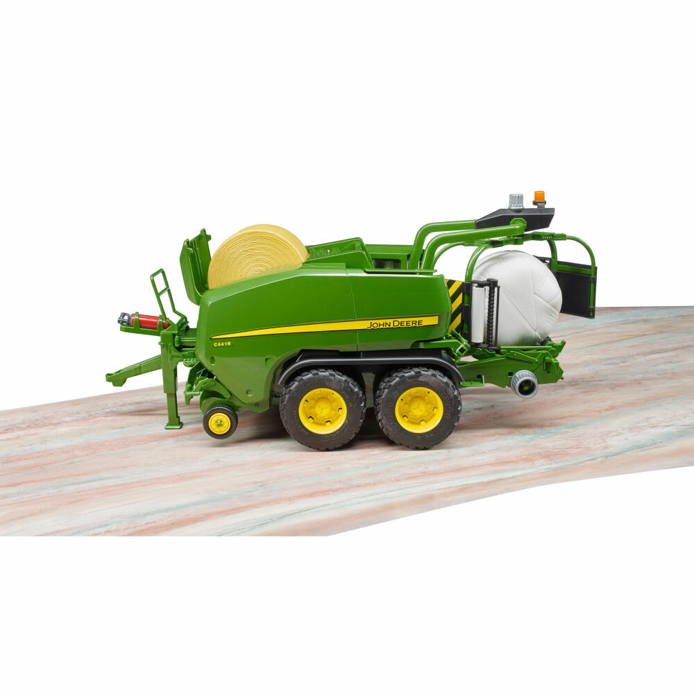 Bruder Agriculture John Deere Round Bale Press Wrapper Combination C441R, Harvester, Model Vehicle, Model Vehicle, Toy, 02032