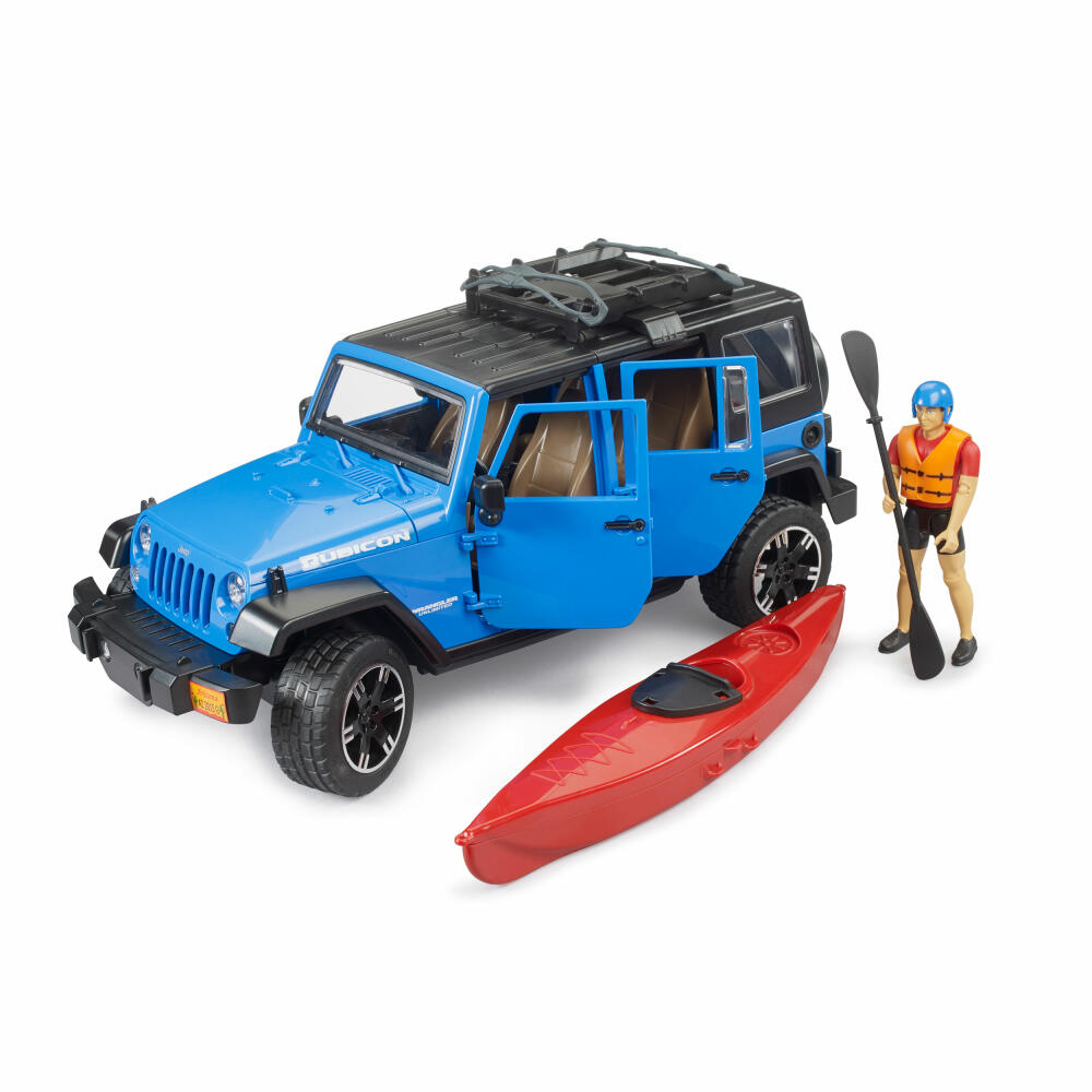 Bruder Jeep Wrangler Rubicon Unlimited with Kayak and Figure, Toy Car, Toy Car, 02529