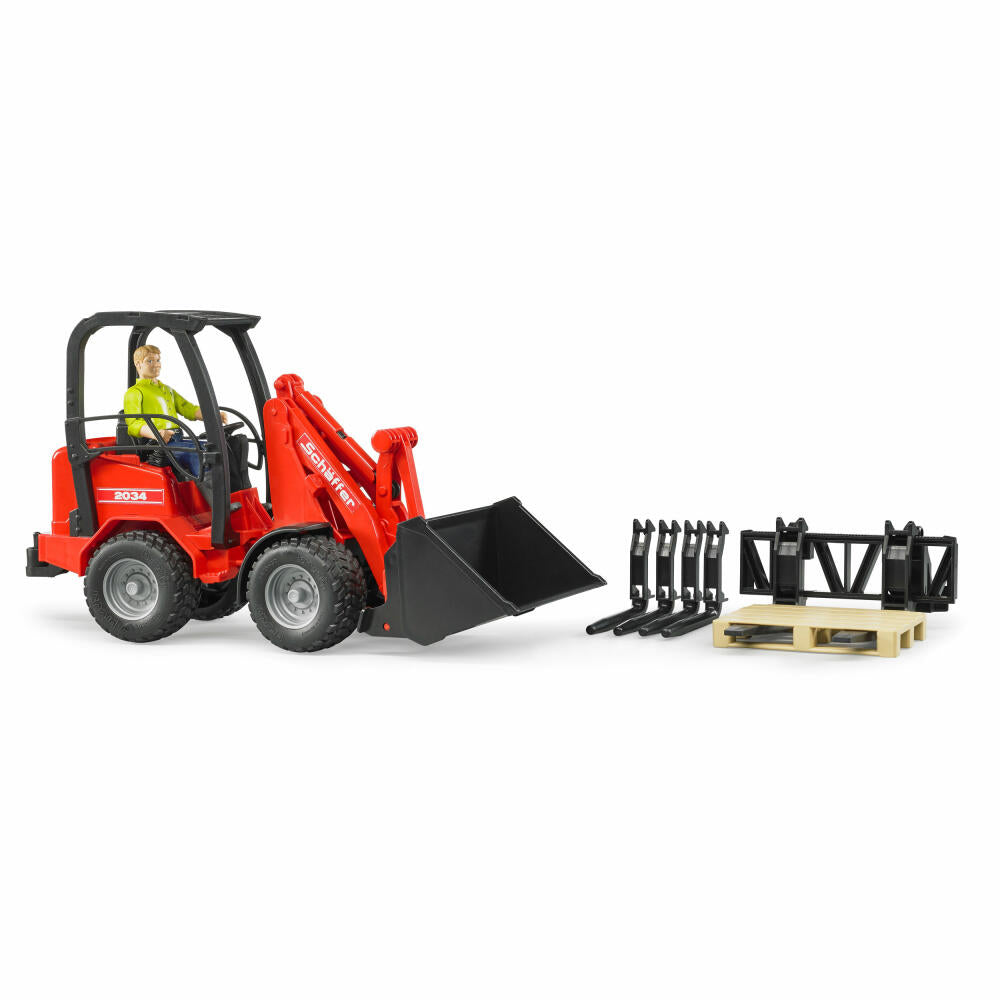 Bruder Agriculture Schäffer Hoflader 2034, with figure, wheel loader, model vehicle, model vehicle, toy, 02191