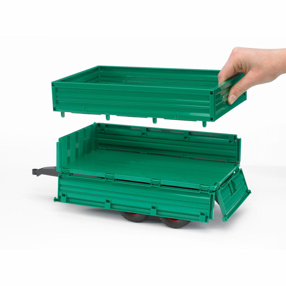 Bruder Agriculture Tandem Axle Transport Trailer, with Attachable Side Wall, Model Vehicle, Toy, Accessories, 02010