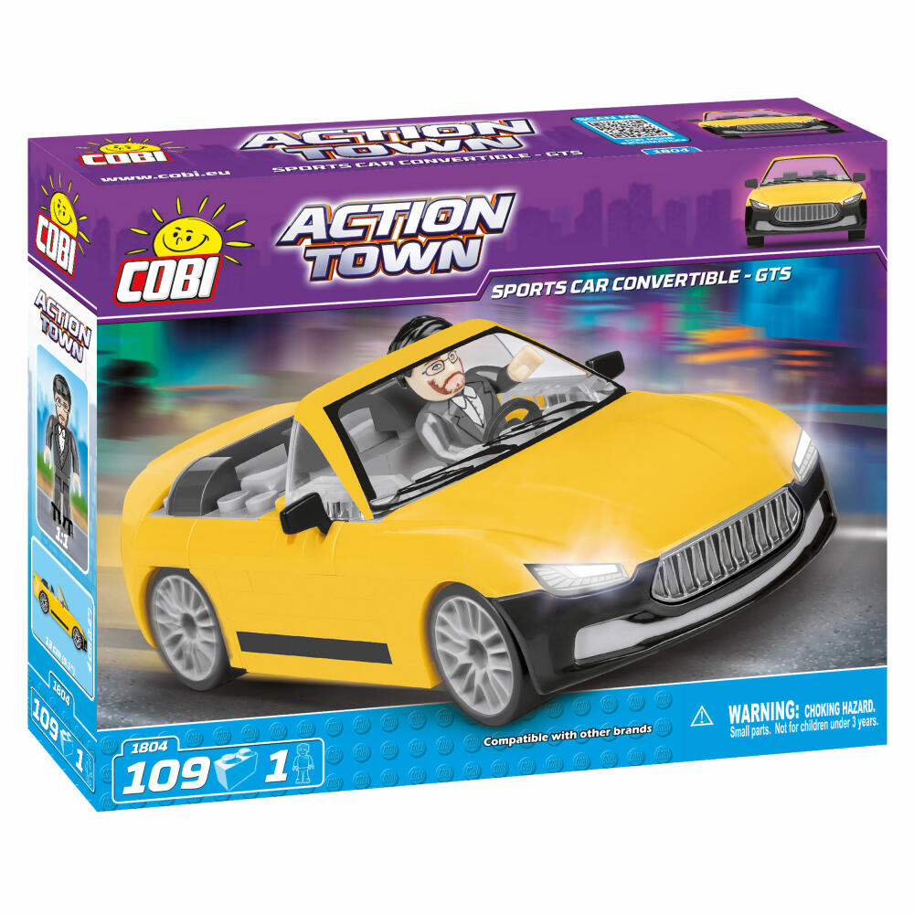 COBI Action Town Sports Car Convertible GTS, Sportliches Cabrio, Fahrzeug, Auto, Spielzeug, Konstruktionsbausteine, 109 Teile, 1804
