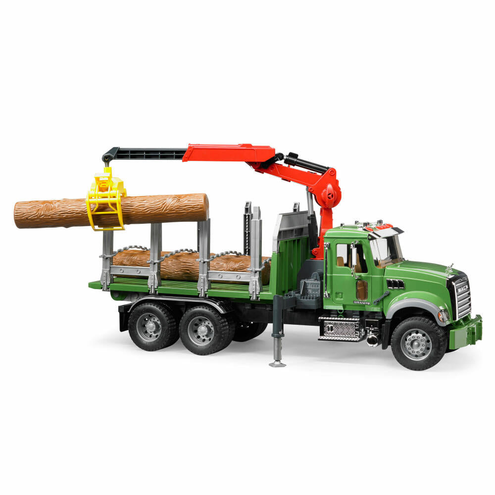 Bruder Forestry MACK Granite Timber Transport Truck, with Loading Crane, Grab, Model Vehicle, Model Vehicle, Toy, 02824