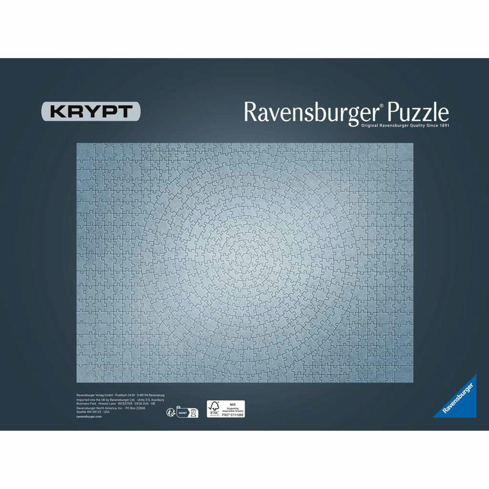 Ravensburger Puzzle Krypt Silber, Erwachsenenpuzzle, 654 Teile, 12000071