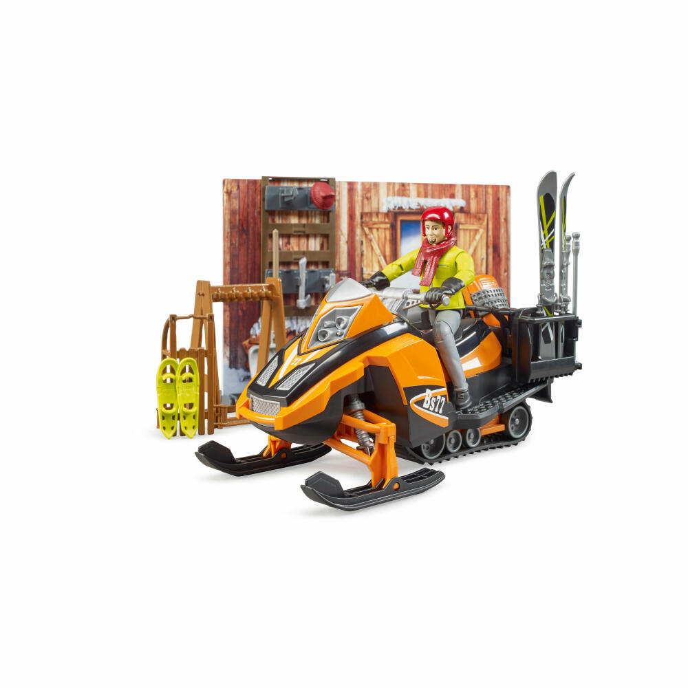 Bruder bworld Berghütte, mit Snowmobil, Spielfigur, Spiel Figur, Zubehör, Spielzeug, 63102