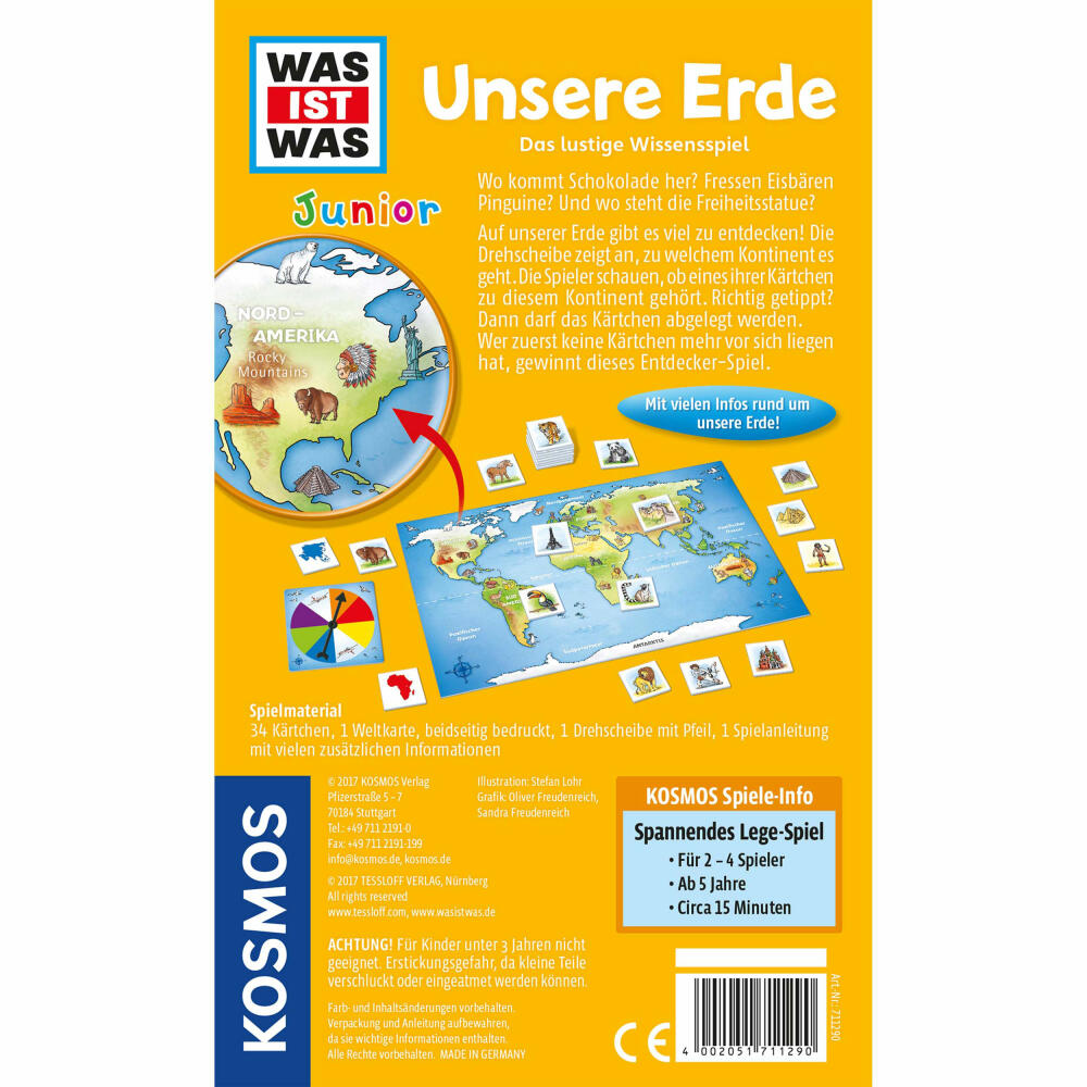 KOSMOS children's games What Is What Junior - Our Earth, knowledge game, geography game, geography geography game, from 5 years, 711290