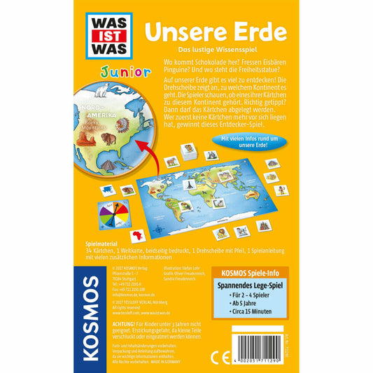 KOSMOS Kinderspiele Was Ist Was Junior - Unsere Erde, Wissensspiel, Geografiespiel, Geografie Geographie Spiel, ab 5 Jahren, 711290