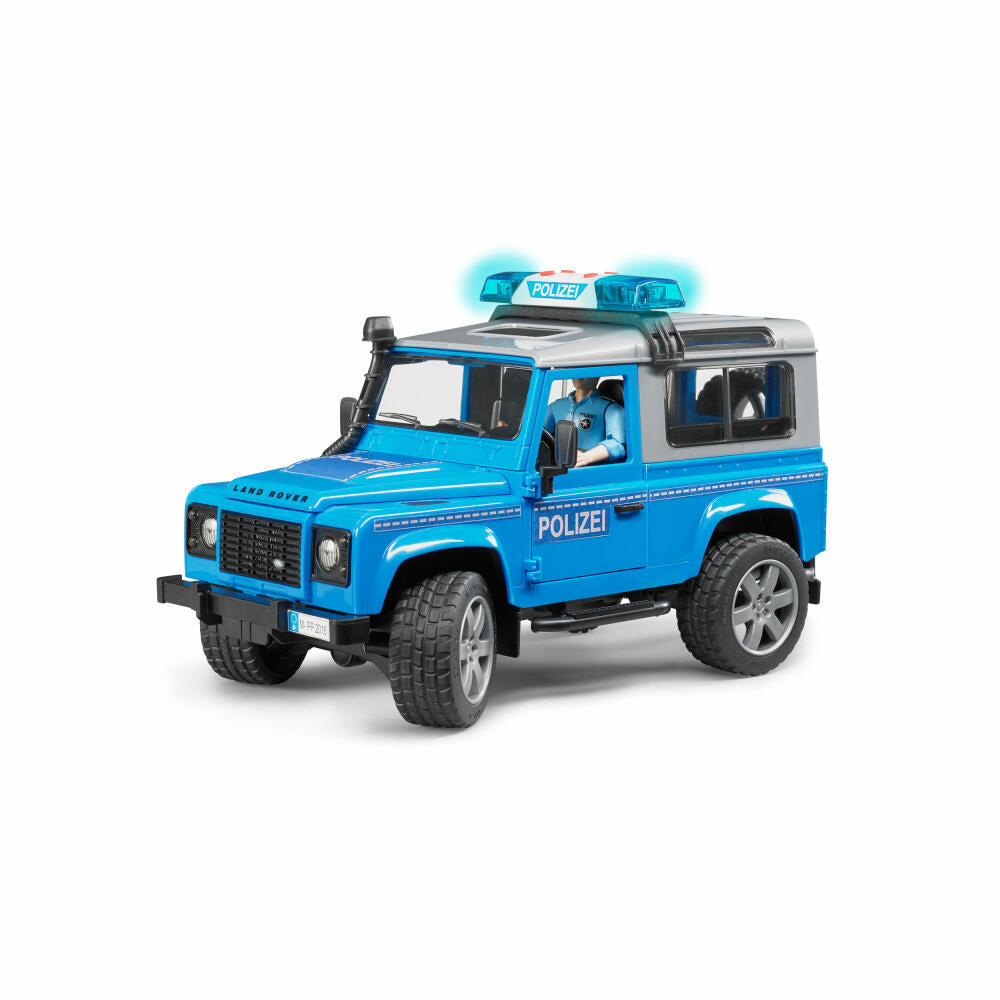 Bruder Land Rover Defender Station Wagon Polizei, mit Polizist, Modellfahrzeug, Modell Fahrzeug, Spielzeug, 2597