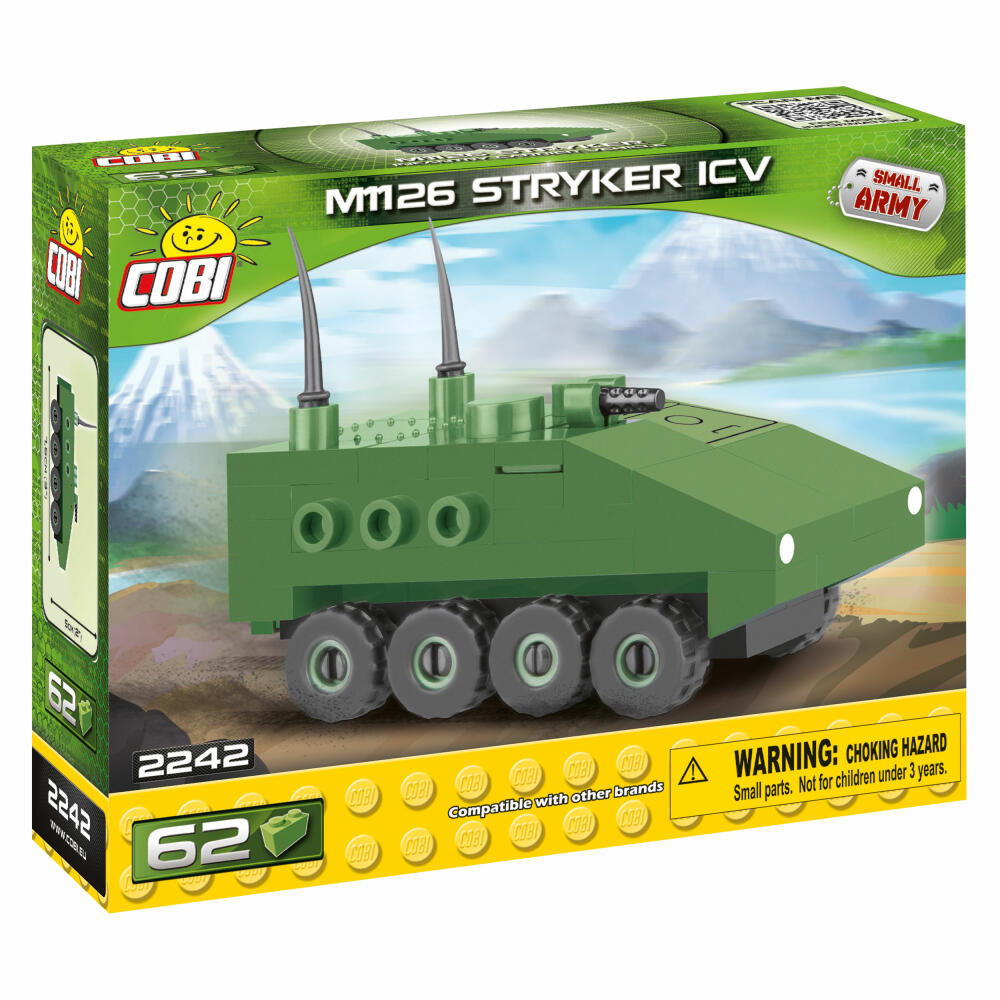 COBI World War 2 M1126 Stryker ICV, Fahrzeug, Militär, Soldaten, Figur, Konstruktionsbausteine, 62 Teile, 2242