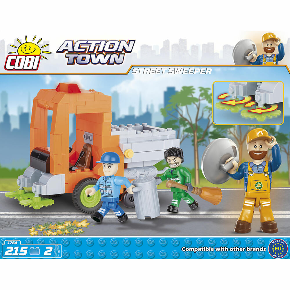COBI Action Town Street Sweeper, Kehrmaschine, Straßenfeger, Straßenreinigung, Fahrzeug, Spielzeug, Konstruktionsbausteine, 215 Teile, 1784