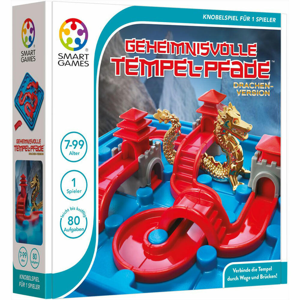 Smart Games Solitaire Game Mysterious Temple Paths Dragon Version, Puzzle Game, Children's Game, Children's Game, from 7 years, SG 283 DE