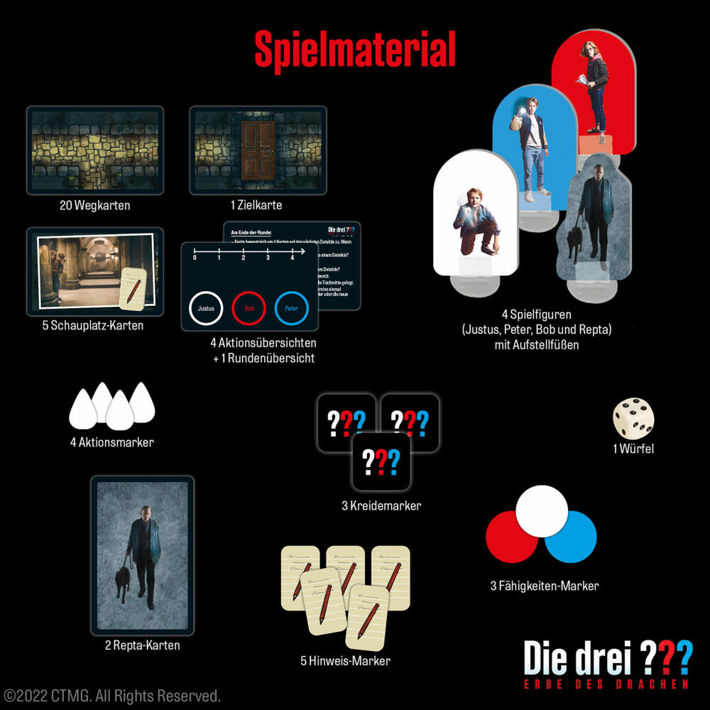 KOSMOS Die drei ??? Erbe des Drachen Spiel zum Film, Legespiel, Kooperatives Spiel, Krimispiel, Kinder, 712716