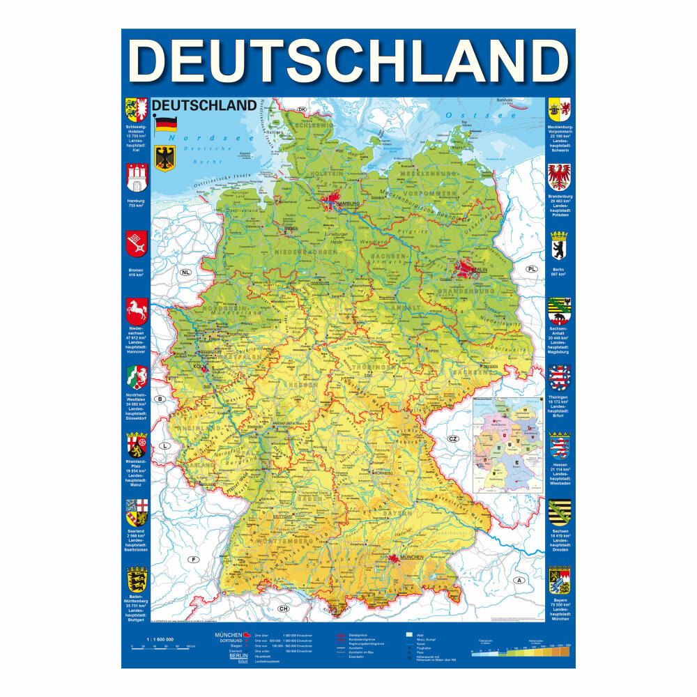 Schmidt Spiele Map of Germany, Map Puzzle, 1000 Pieces, Puzzle, Puzzle Game, 58287