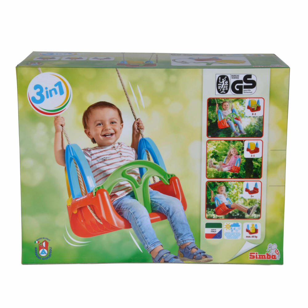 Simba 3 in 1 Schaukel, Kinderschaukel, Astschaukel, Wippe, Swing, Verstellbar, 1.2 m, 107174109
