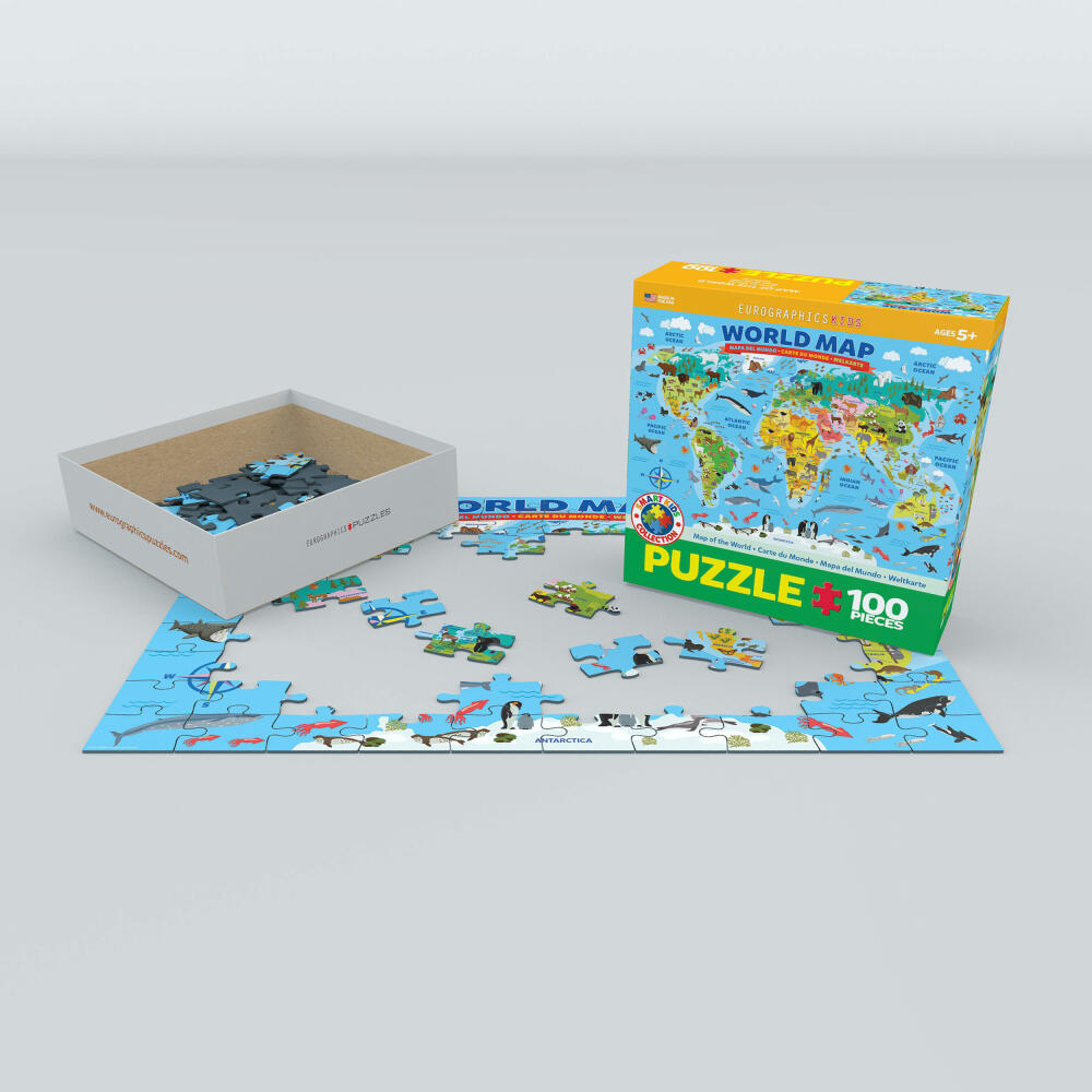 Eurographics Puzzle Weltkarte illustriert, 100 Teile, 48 x 33 cm, 6100-5554