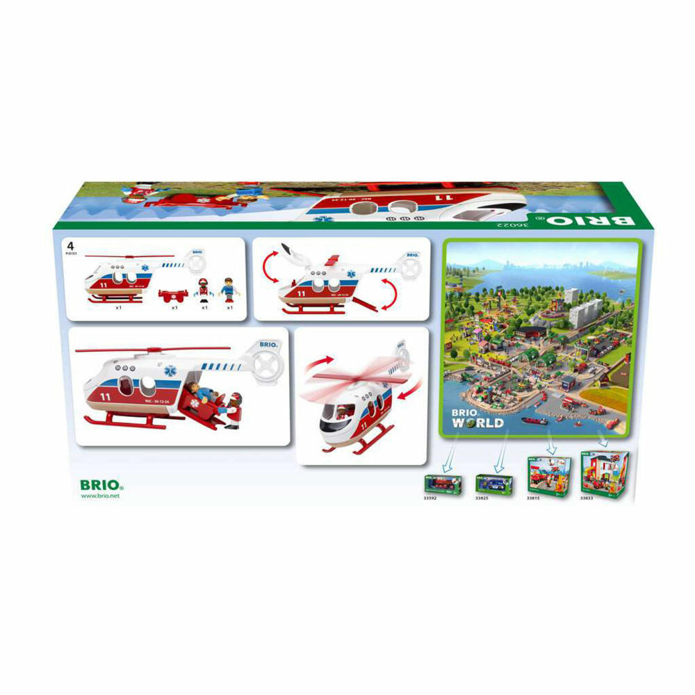 BRIO Rettungshubschrauber, Hubschrauber, Holzeisenbahn, Zubehör, Spielzeug, 63602200