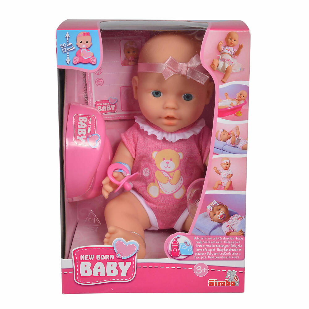 Simba New Born Baby Cute Doll, Baby Doll, with Birth Certificate and Accessories, Full Vinyl, 105030069