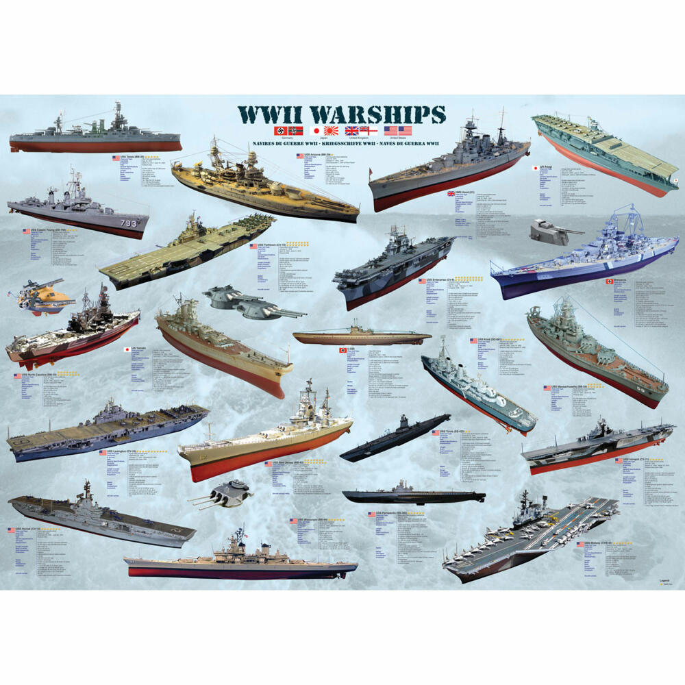 Eurographics Puzzle Warships of World War II, 1000 pieces, 68 x 48 cm, 6000-0133