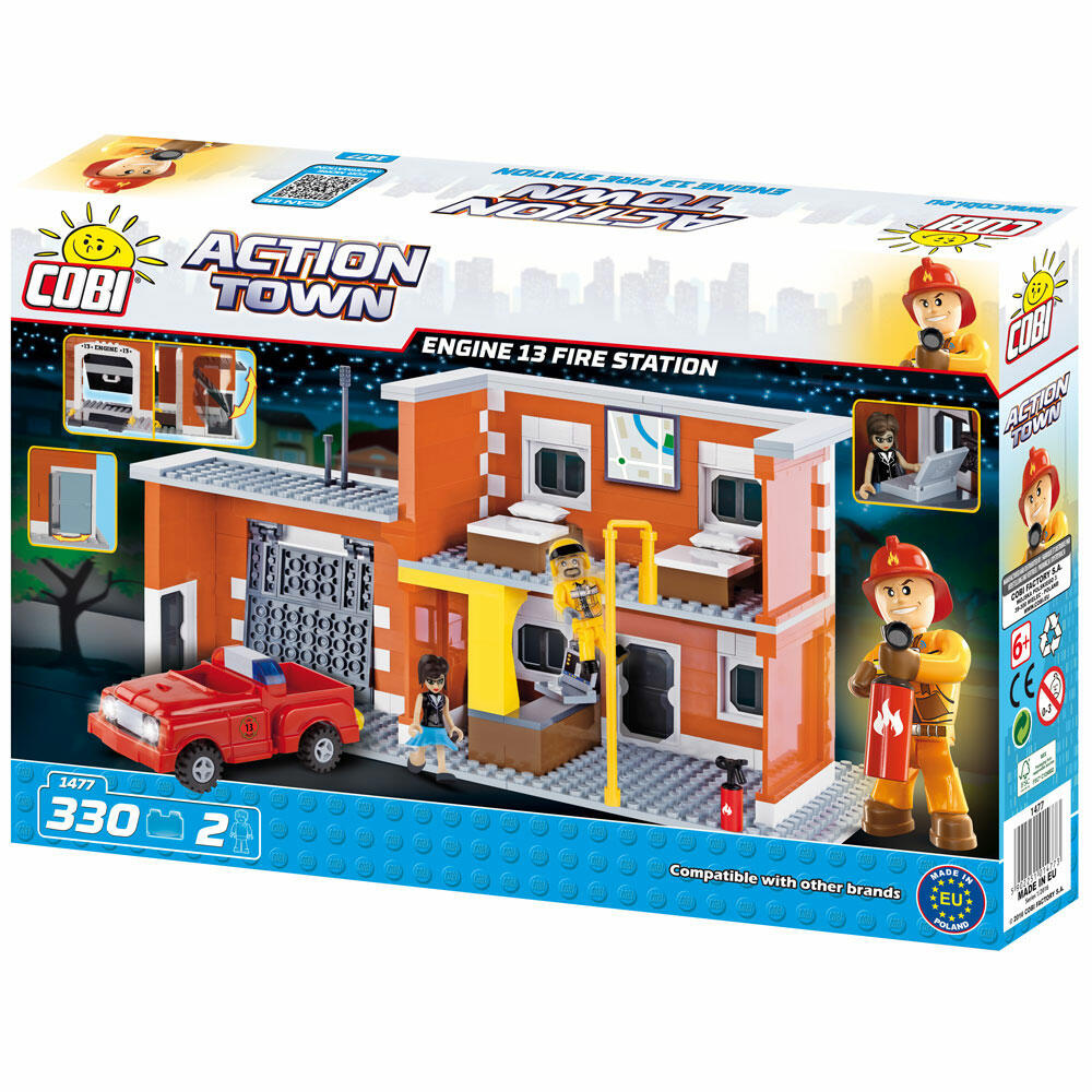 COBI Action Town Engine 13 Fire Station, Feuerwache, Feuerwehrmann, Einsatzfahrzeug, Spielzeug, Konstruktionsbausteine, Kunststoff, 330 Teile, 1477
