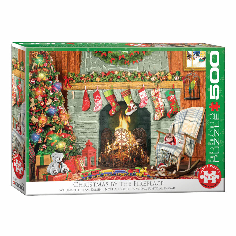 Eurographics Puzzle Weihnachten beim offenen Kamin, 500 Teile, 68 x 48 cm, 6500-5502