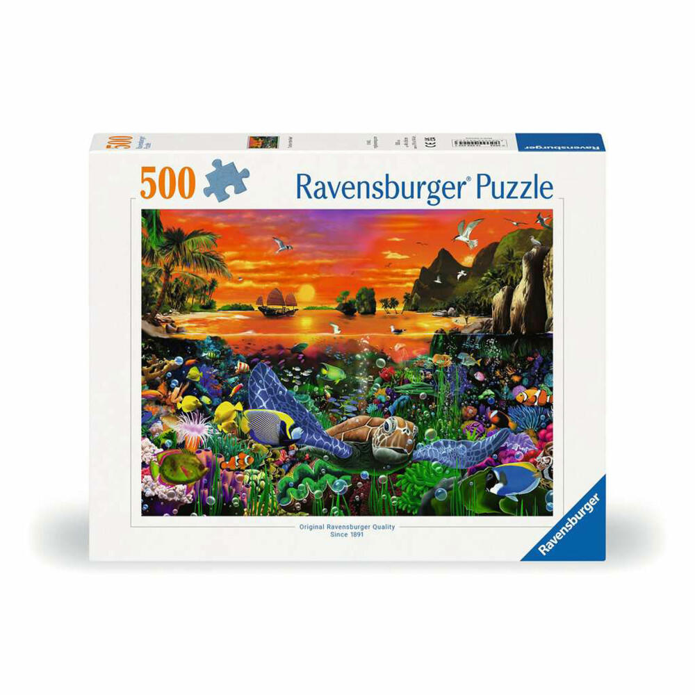 Ravensburger Puzzle Schildkröte im Riff, Erwachsenenpuzzle, 500 Teile, 12000225