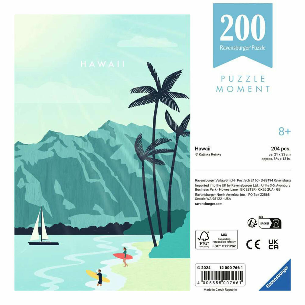 Ravensburger Moment Hawaii, 200 Teile, Erwachsenenpuzzle, Puzzle für Erwachsene, 12000766