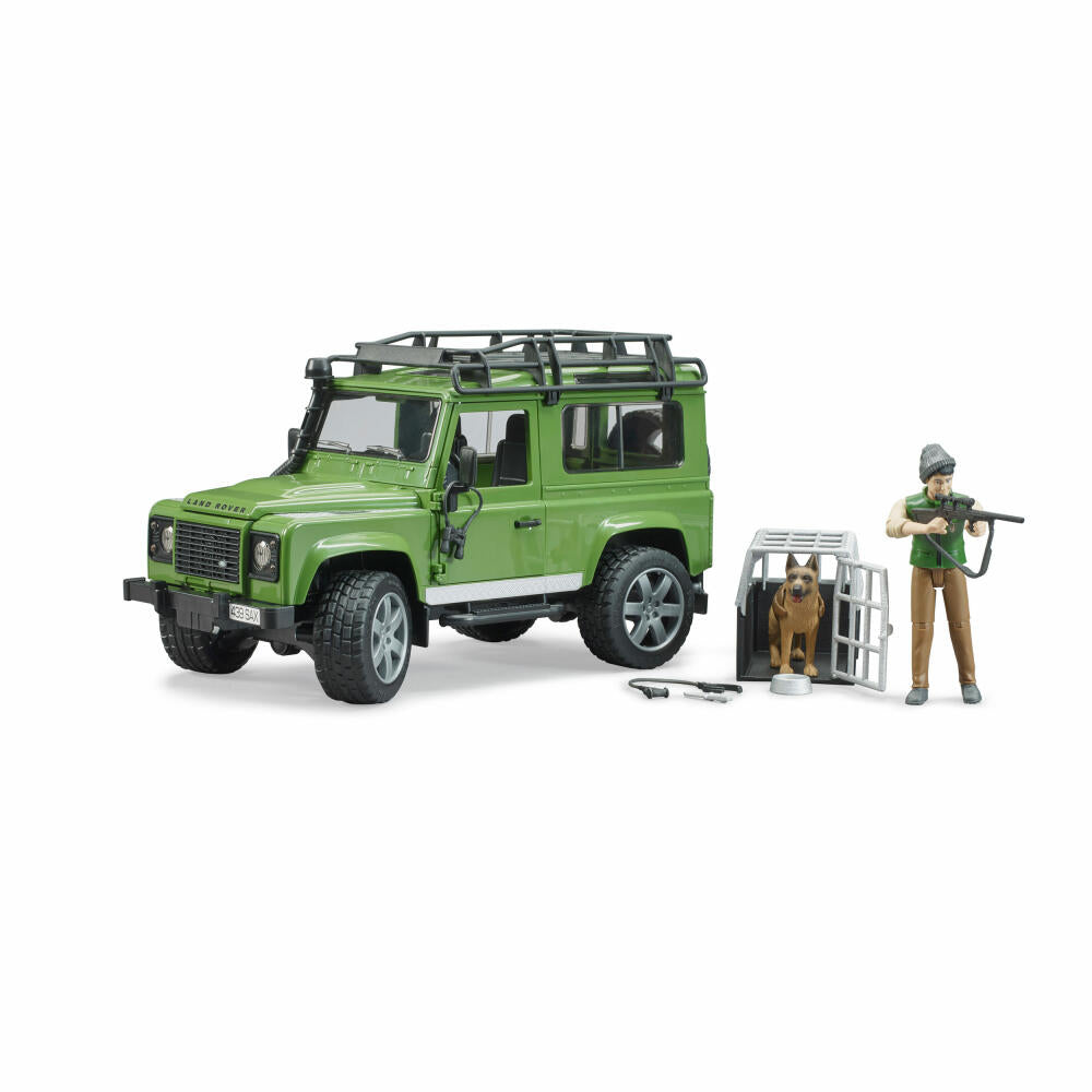 Bruder Forstwirtschaft Land Rover Defender Station Wagon, mit Förster und Hund, Modellfahrzeug, Modell Fahrzeug, Spielzeug, 02587