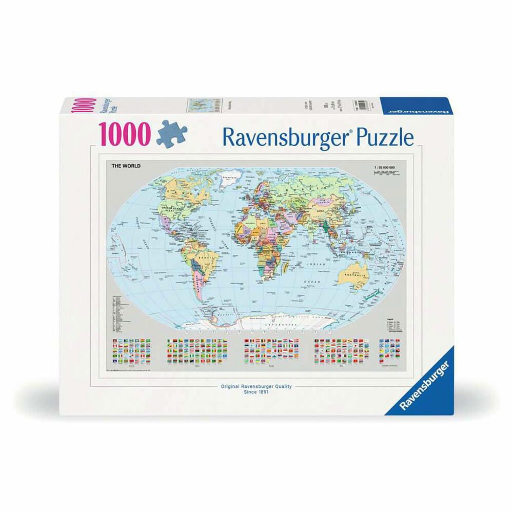 Ravensburger Puzzle Politische Weltkarte, Erwachsenenpuzzle, 1000 Teile, 12000065