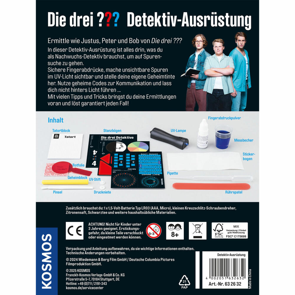 KOSMOS Die drei ??? Und der Karpatenhun Detektiv-Ausrüstung, Rollenspiel, ab 8 Jahren, 632632