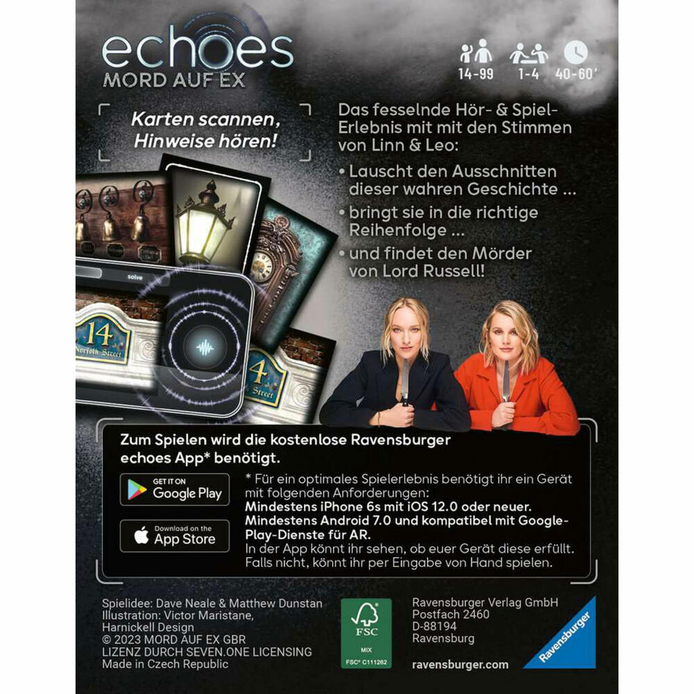 Ravensburger echoes Murder on Ex, Cooperative Audio Mystery Game, Puzzle Game, Board Game, 20995