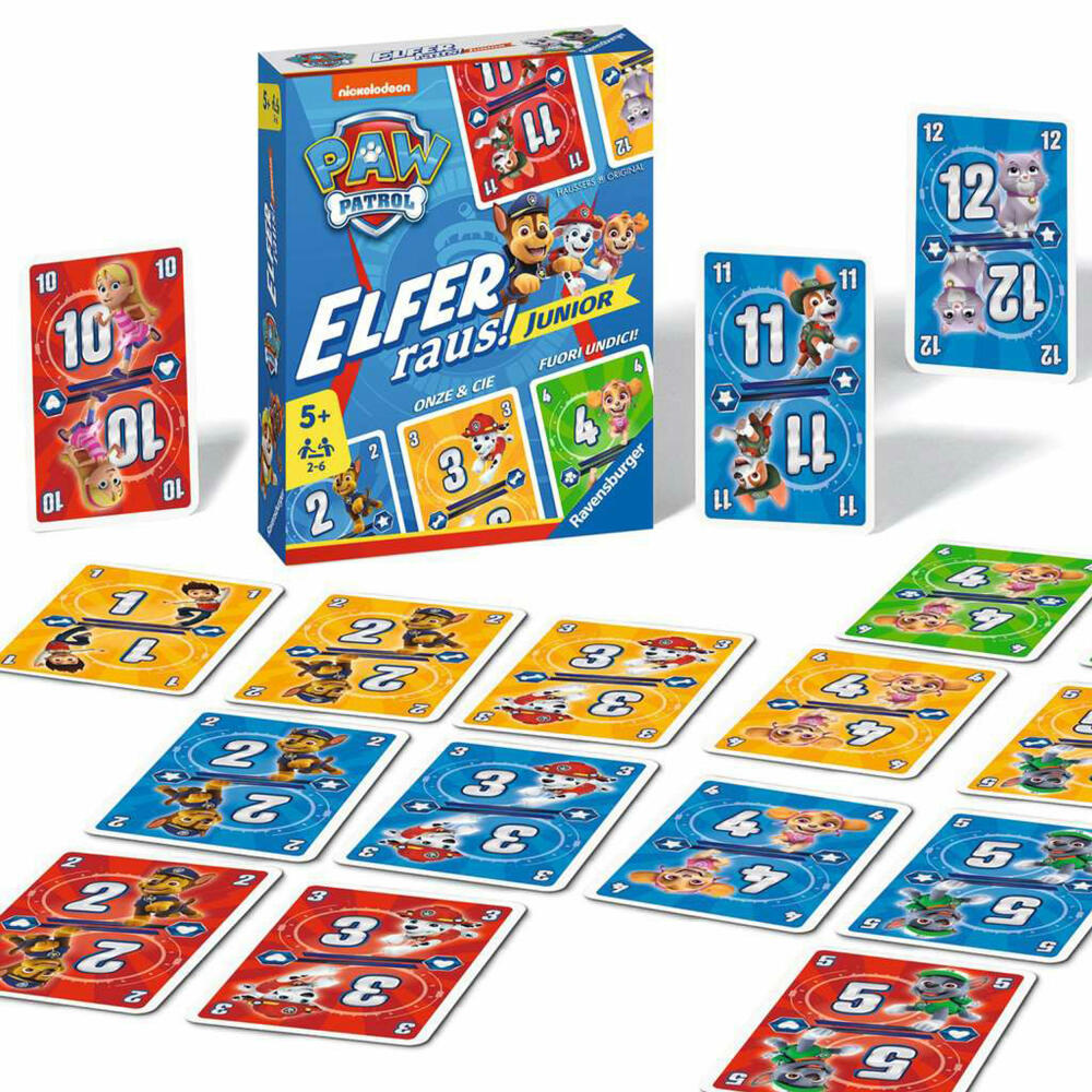 Ravensburger Paw Patrol Eleven out! Junior, card game, children's game, children, from 5 years, 20953