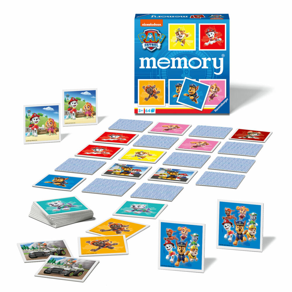Ravensburger memory Paw Patrol, Memospiel, Kinderspiel, Kinder Spiel, ab 3 Jahre, 20887