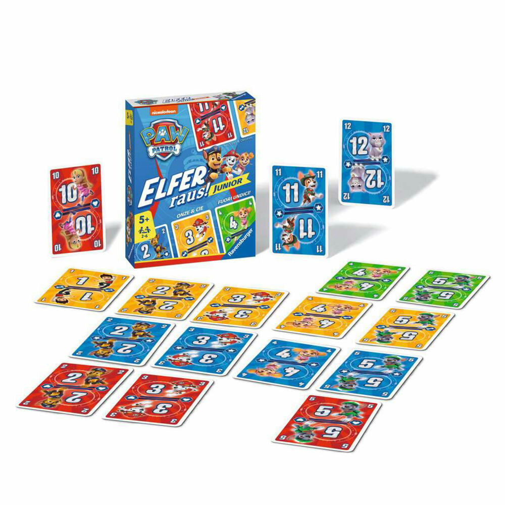 Ravensburger Paw Patrol Eleven out! Junior, card game, children's game, children, from 5 years, 20953