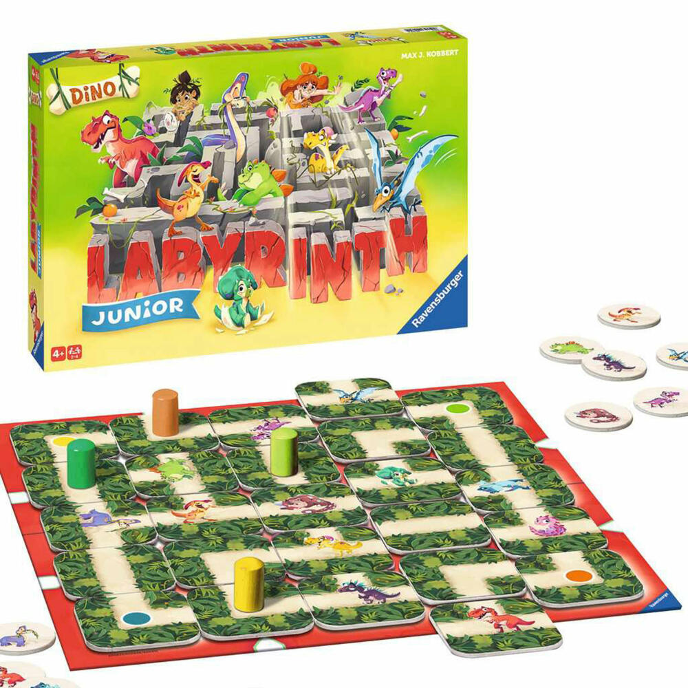 Ravensburger Dino Junior Labyrinth, Brettspiel, Familienspiel, Gesellschaftsspiel, Kinderspiel, 20980