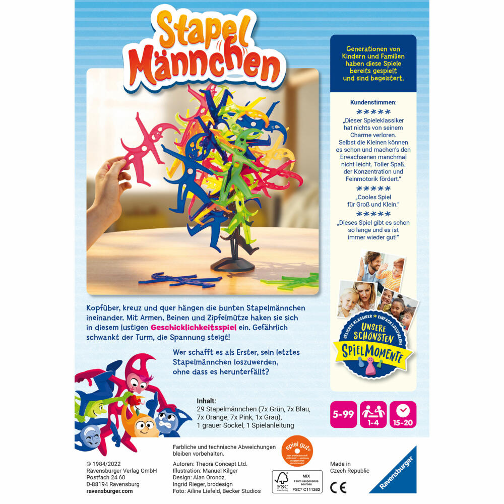 Ravensburger Stapelmännchen, Geschicklichkeitsspiel, Kinderspiel, Kinder Spiel, ab 5 Jahre, 20854