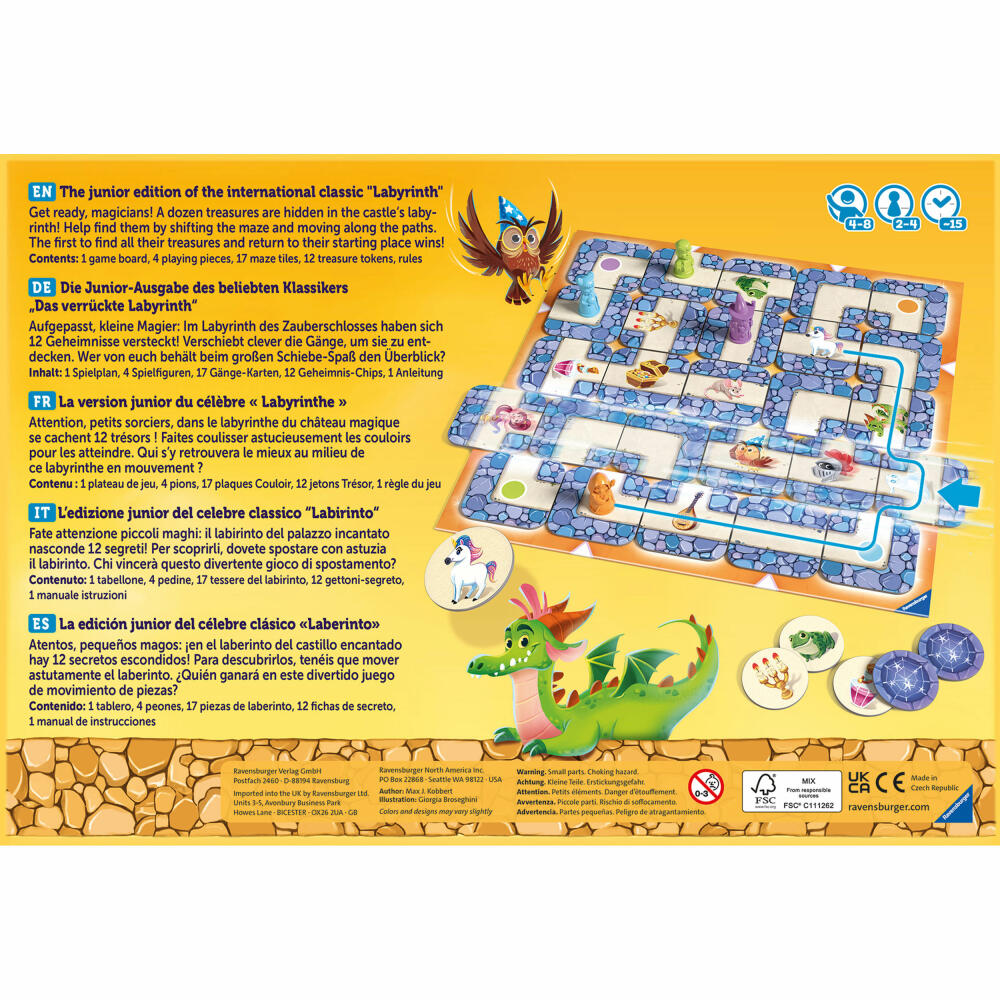 Ravensburger Junior Labyrinth, Kinderspiel, Gesellschaftsspiel, Brettspiel, Kinder Spiel, ab 4 Jahre, 20847