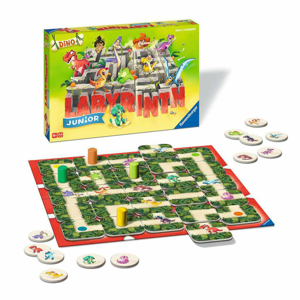Ravensburger Dino Junior Labyrinth, Brettspiel, Familienspiel, Gesellschaftsspiel, Kinderspiel, 20980