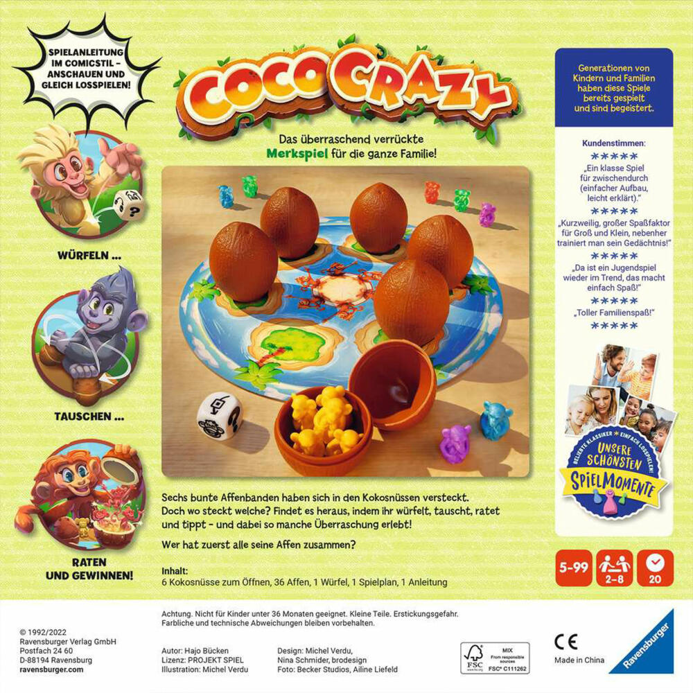 Ravensburger game Coco Crazy, for children from 5 years, 20897