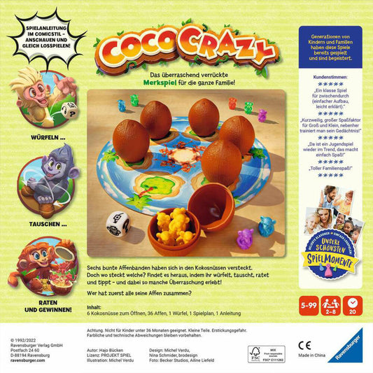 Ravensburger Spiel Coco Crazy, für Kinder ab 5 Jahren, 20897