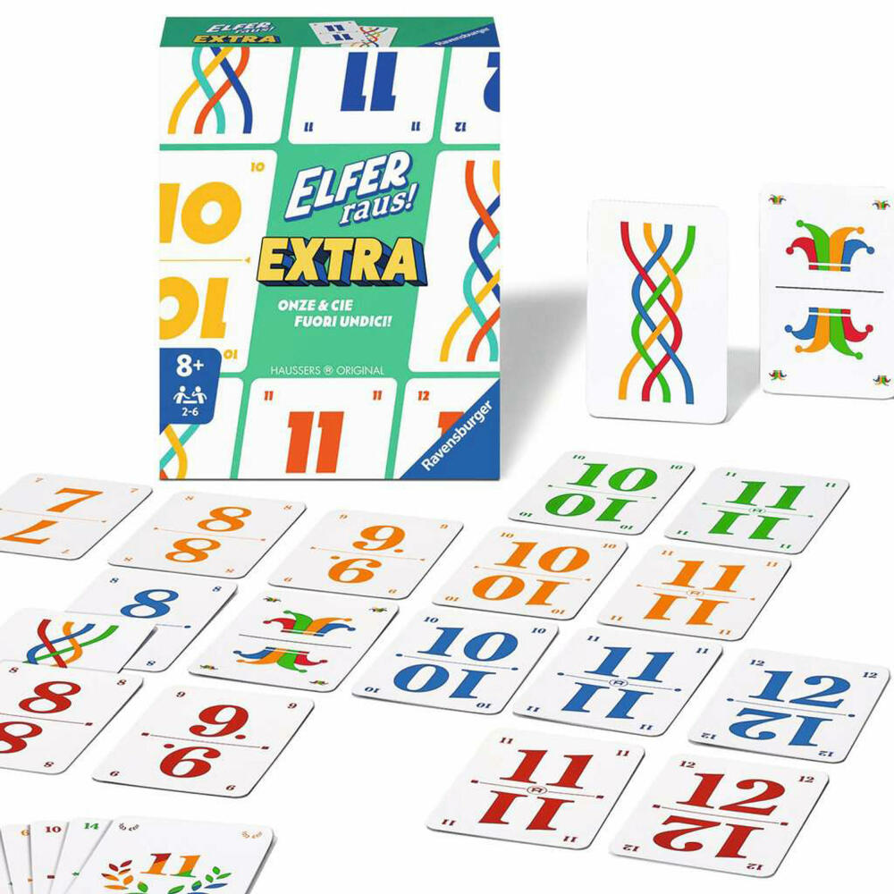 Ravensburger Elfer raus! Extra, card game, board game, family game, card game, 20946