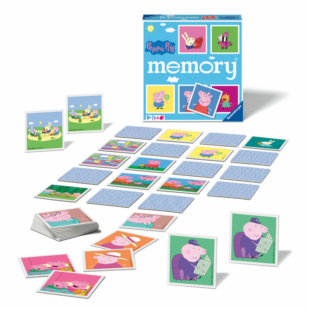 Ravensburger memory Peppa Pig, Memospiel, Kinderspiel, Kinder Spiel, ab 3 Jahre, 20886