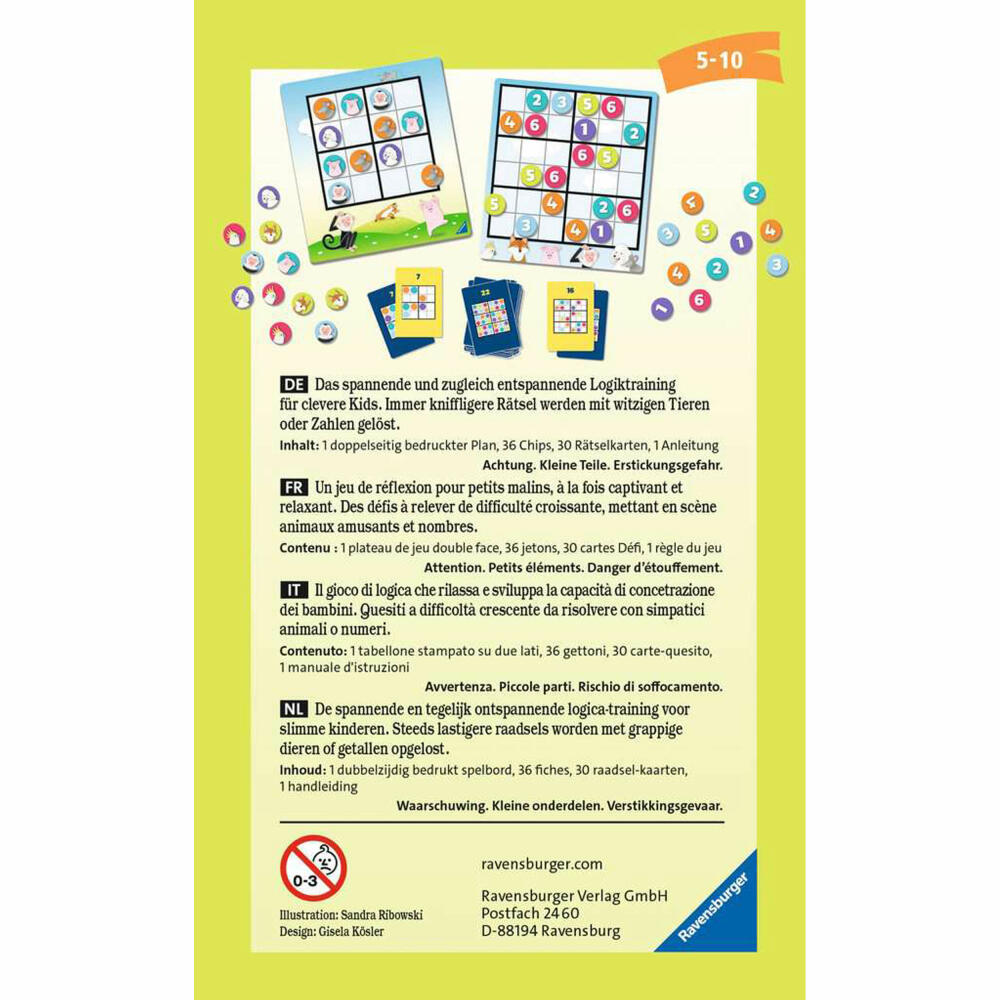 Ravensburger Reisespiel Kids Sudoku, für Kinder ab 5 Jahren, 20850