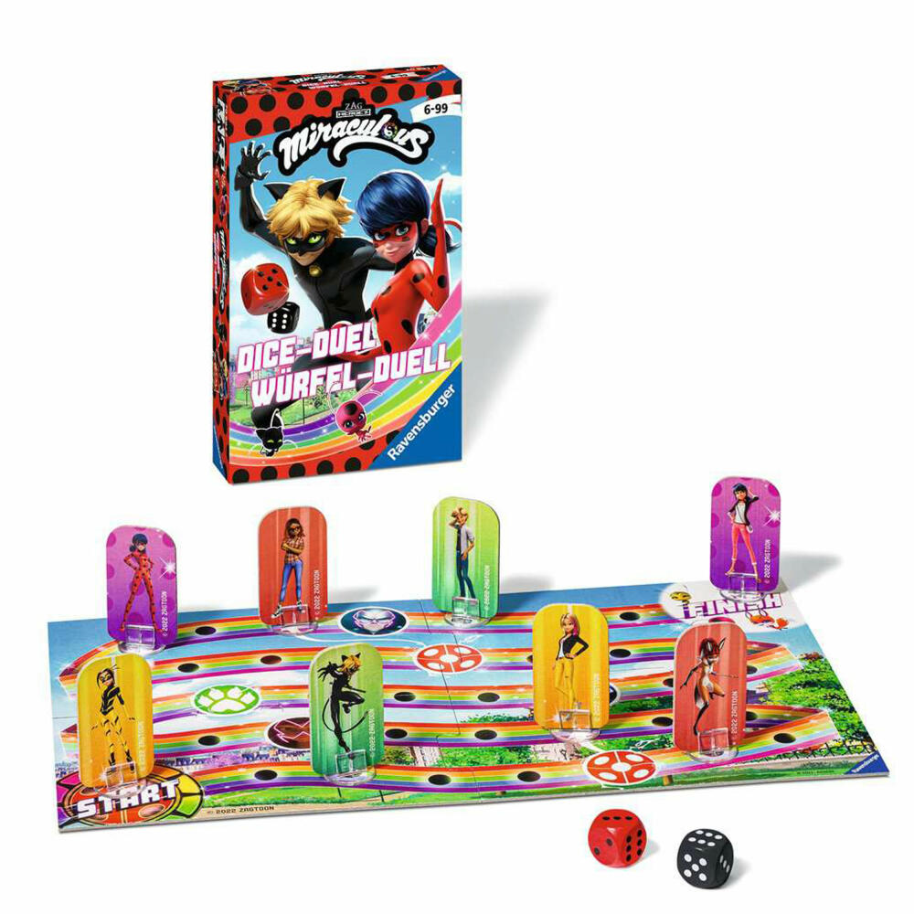 Ravensburger Reisespiel Miraculous Würfel-Duell, für Kinder ab 6 Jahren, 20893
