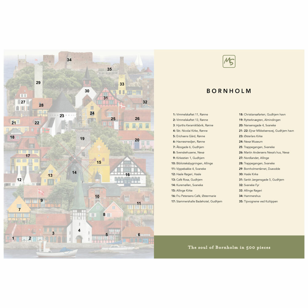 Martin Schwartz Puzzle Bornholm, Städtepuzzle Dänemark, 33 x 47 cm, 500 Teile, MS0610