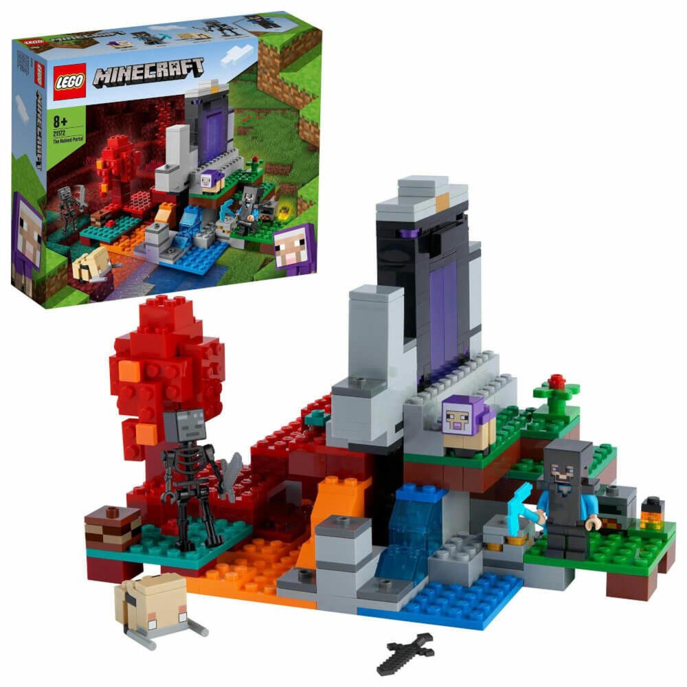 LEGO Minecraft Das zerstörte Portal, 316-tlg., Bauset, Konstruktionsset, Bausteine, Spielzeug, ab 8 Jahre, 21172