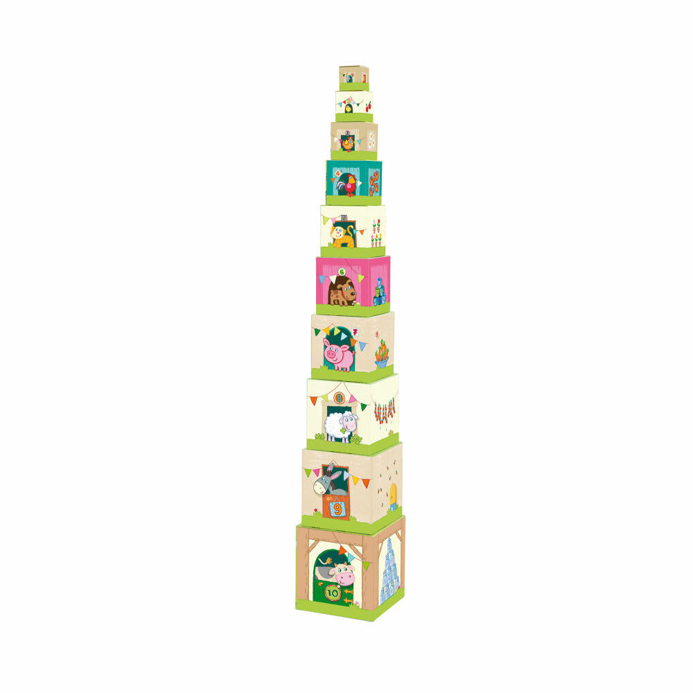HABA Stacking Cubes In the Countryside, 10 pcs., Stacking Games, Children's Games, Toys, 5879